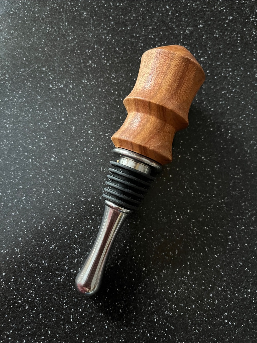 Mid Century Modern Cherry Wood Wine Stopper